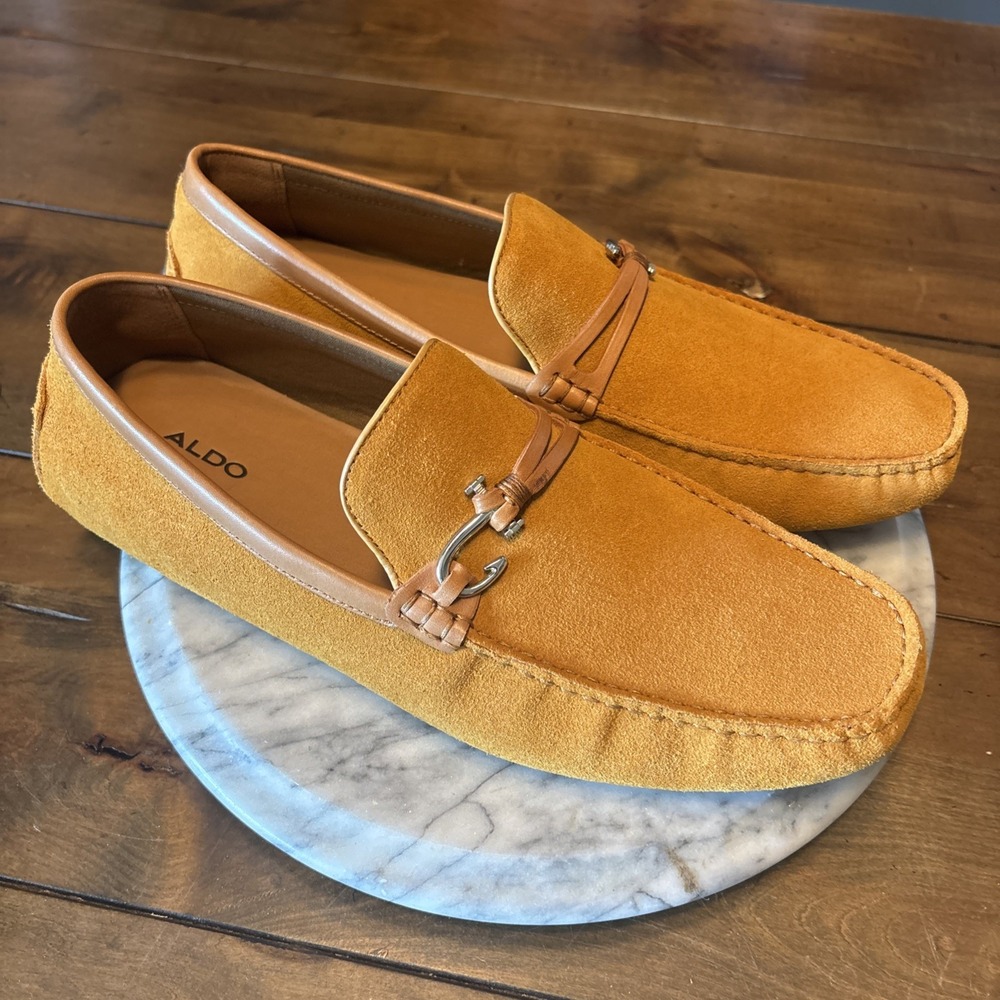 Aldo Roxbury Driving Loafers Fishing Hook Shoes Moccasin Brown Men Sz 11 EU 44